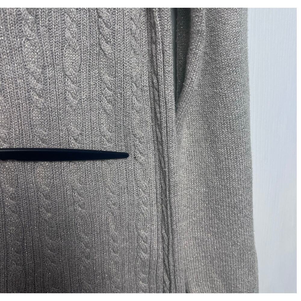Banana Republic Women's Cable Knit Metallic Sweater Shoulder Button Size XL - Picture 5 of 9